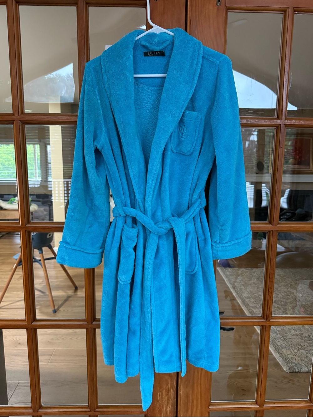 Lauren Ralph Lauren Plush Shawl-Collar Robe Jacket - Teal